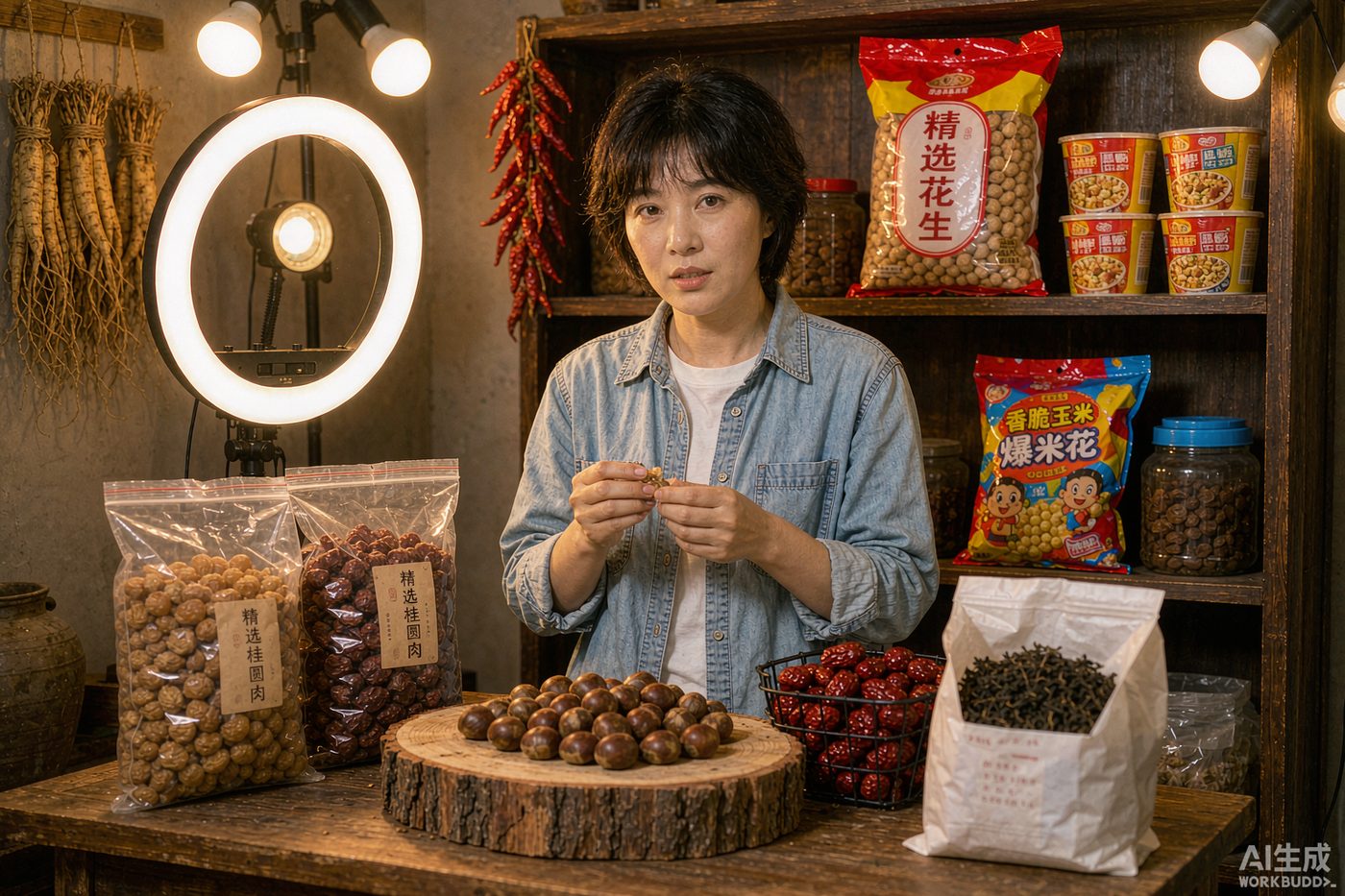 特产店实景，情景剧脚本的拍摄现场